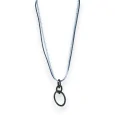 Collier fantaisie long cercle enlacés bleu marine