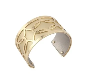 Bracelet manchette large finitions dorées simili cuir doré et argent