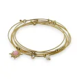 Brazalete de acero dorado 7 brazaletes de piedra Cuarzo Rosa