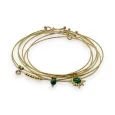 Pulsera de brazalete de acero dorado 7 pulseras de piedra Malaquita