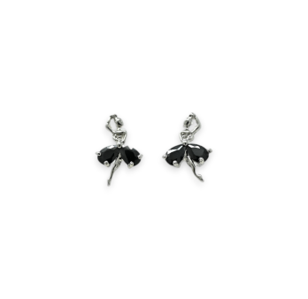Fantasy earrings small dancer black zircon stones