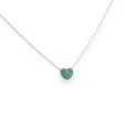 Collier acier argenté petit coeur pierre turqouise