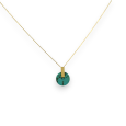 Golden steel necklace with round turquoise medallion