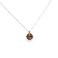 Collier acier cuivré rose médaillon rond nuances de beige marbré