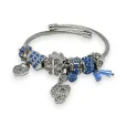 Pulsera rígida de encantos azul y plateada con clave de sol