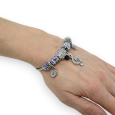 Bracelet charms rigide argenté et lilas clé de sol