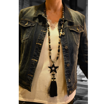 Long necklace shades of black