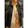 Multicolor pendant necklace medallion peace and love