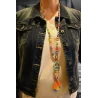 Collier sautoir multicolore médaillon peace and love