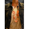 Vintage long necklace with round shades of red orange