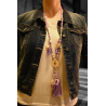 Lilac fantasy sautoir necklace with golden medallion and charms