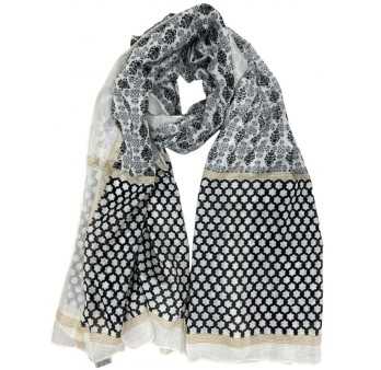 Gray and black flower pattern scarf
