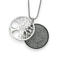 Fancy Long Silver Tree of Life Necklace with Sparkle