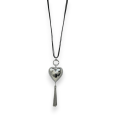Collana fantasia lunga argento cuore rilievo pon pon metallizzato