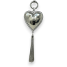 Fancy silver long necklace with raised heart and metallic pompon