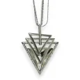 Collier fantaisie long argenté forme triangle triple