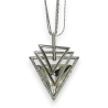 Fancy silver triangle triple form long necklace