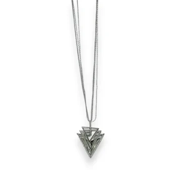 Collier fantasia lungo argentato a forma di triangolo triplo