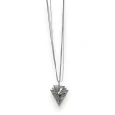 Collier fantaisie long argenté forme triangle triple