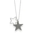 Silver Star Strass Double Layered Fancy Necklace