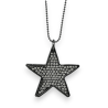 Fancy dark gray metal double star rhinestone necklace