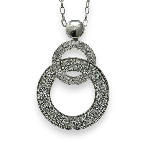 Fancy silver long double circle sequin necklace