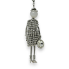 Fancy Long Silver Necklace with Metallic Doll Dress
