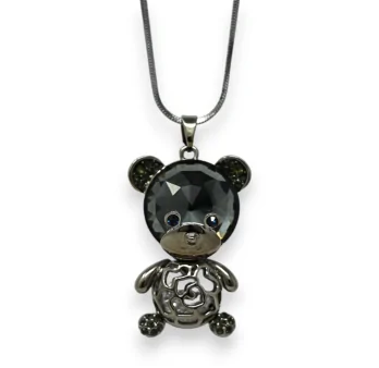 Collier fantaisie métal gris bébé ourson