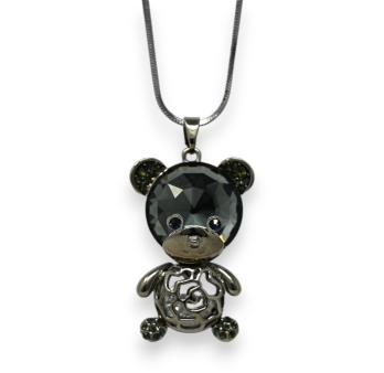 Fantasy Gray Metal Baby Teddy Bear Necklace