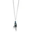 Collier fantaisie long poupée mode bleue