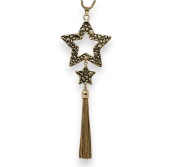 Fancy Long Gold Star Necklace