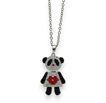 Fantasy Panda Necklace Black White Red Rhinestone Adjustable Chain 47cm Fantasy Panda Necklace Black White Red Rhinestone Adjustable Chain 47cm