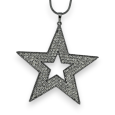 Fancy silver-gray long necklace with a big star studded with rhinestones