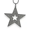 Collier fantaisie long argenté gris grosse étoile strass