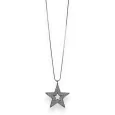 Collier fantaisie long argenté gris grosse étoile strass