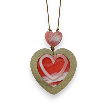 Fancy Long Coral Heart Necklace