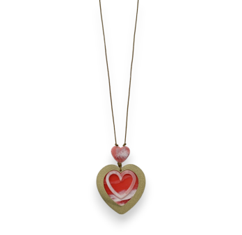 Fancy Long Coral Heart Necklace