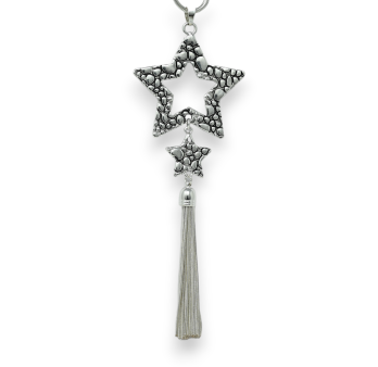 Fancy silver long necklace with shooting star