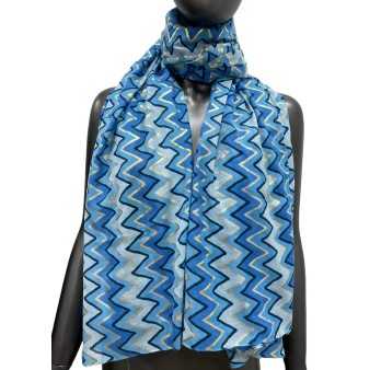 Foulard sfumature blu zig zag dettagli dorati