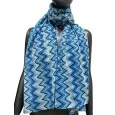 Foulard nuances bleu zig zag détails dorés