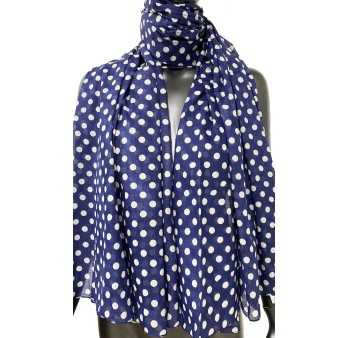 Navy blue scarf with white dots
