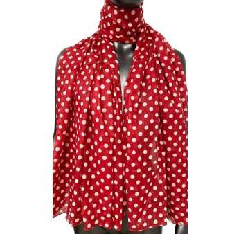 Red scarf white dots
