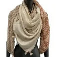 Foulard 4 faces patchwork nuances de beige orange