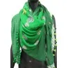 4-sided patchwork scarf, Brazilian green with heart and feather