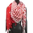 4-sided red patchwork scarf with sailor and cat pattern