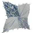 Foulard carré patchwork imprimé cachemire et liberty bleu