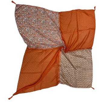 Square patchwork scarf printed in liberty orange