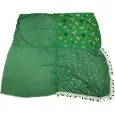 Pañuelo de 4 lados patchwork verde Brasil corazón y pluma