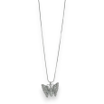 Silver-plated fantasy necklace with a grey stone and rhinestones butterfly
