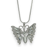Silver-plated fantasy necklace with a grey stone and rhinestones butterfly